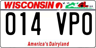 WI license plate 014VPO