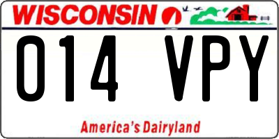 WI license plate 014VPY