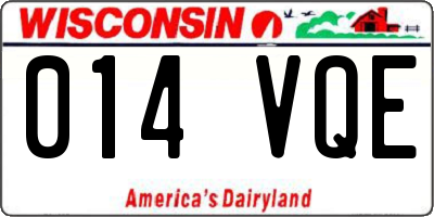 WI license plate 014VQE