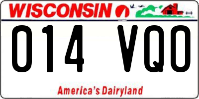 WI license plate 014VQO