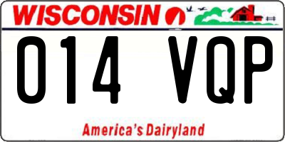 WI license plate 014VQP