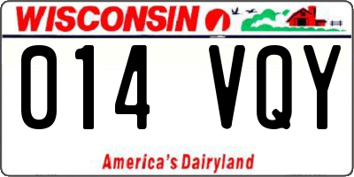 WI license plate 014VQY