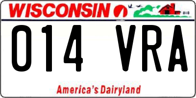 WI license plate 014VRA