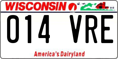 WI license plate 014VRE