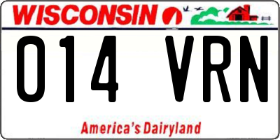 WI license plate 014VRN