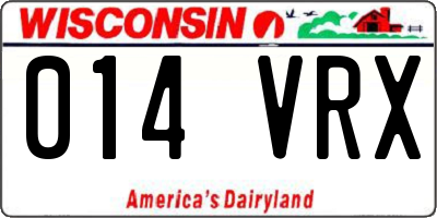 WI license plate 014VRX