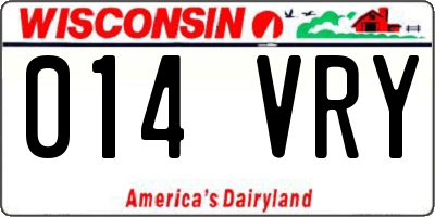 WI license plate 014VRY