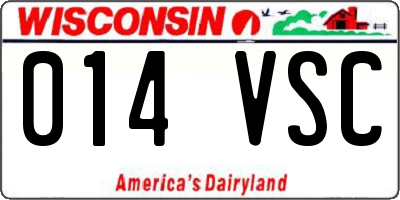 WI license plate 014VSC