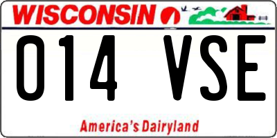 WI license plate 014VSE