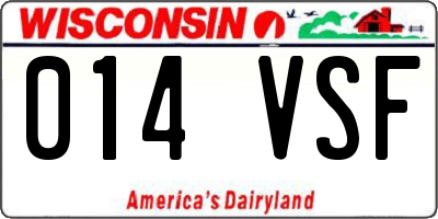 WI license plate 014VSF