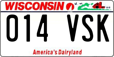 WI license plate 014VSK