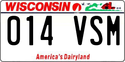 WI license plate 014VSM