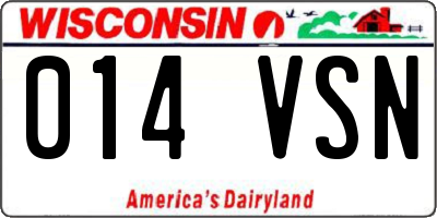 WI license plate 014VSN