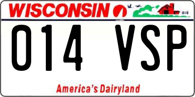 WI license plate 014VSP