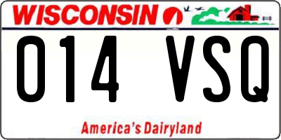 WI license plate 014VSQ