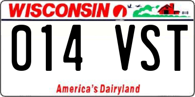 WI license plate 014VST