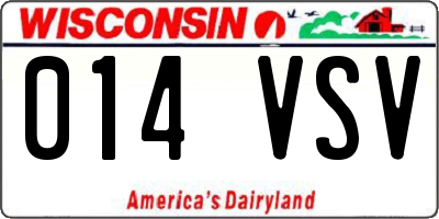 WI license plate 014VSV