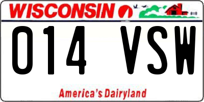 WI license plate 014VSW