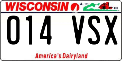 WI license plate 014VSX