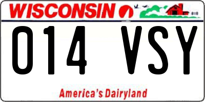 WI license plate 014VSY