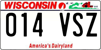 WI license plate 014VSZ