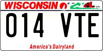 WI license plate 014VTE