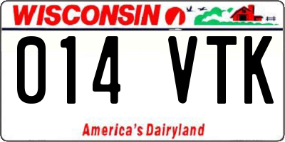 WI license plate 014VTK