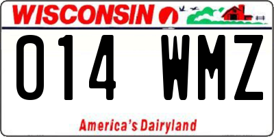 WI license plate 014WMZ
