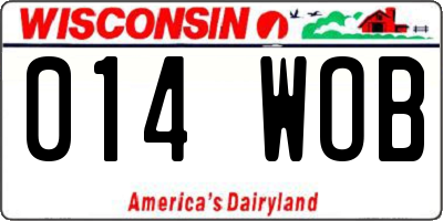 WI license plate 014WOB