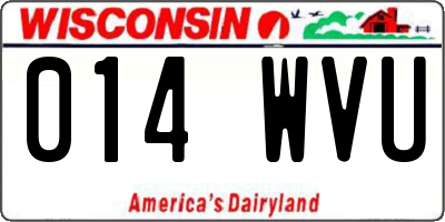 WI license plate 014WVU