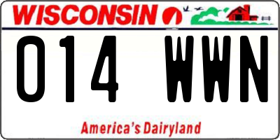 WI license plate 014WWN