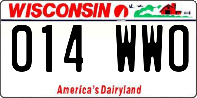 WI license plate 014WWO
