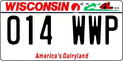 WI license plate 014WWP