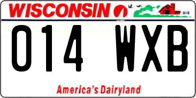 WI license plate 014WXB