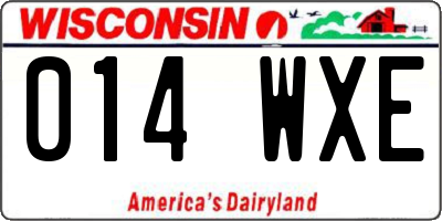 WI license plate 014WXE