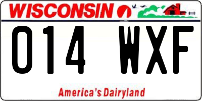WI license plate 014WXF