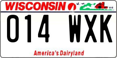 WI license plate 014WXK