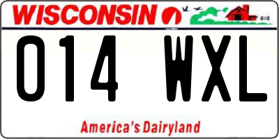 WI license plate 014WXL