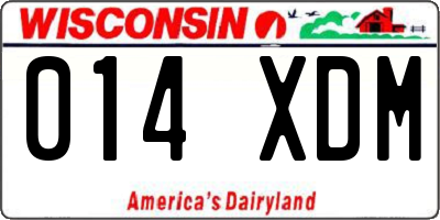 WI license plate 014XDM