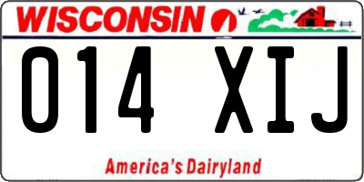 WI license plate 014XIJ