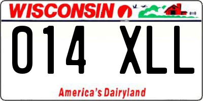 WI license plate 014XLL