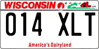 WI license plate 014XLT