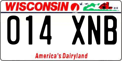 WI license plate 014XNB