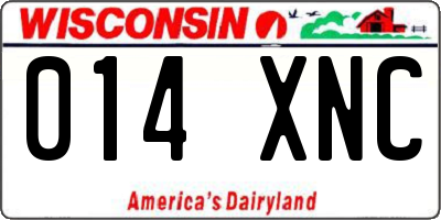 WI license plate 014XNC