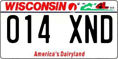 WI license plate 014XND