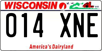 WI license plate 014XNE