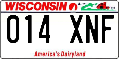 WI license plate 014XNF