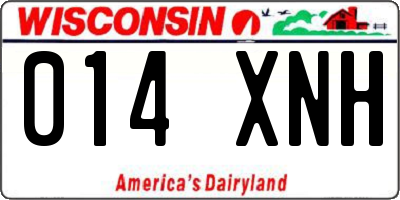 WI license plate 014XNH