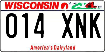 WI license plate 014XNK