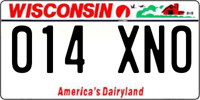 WI license plate 014XNO